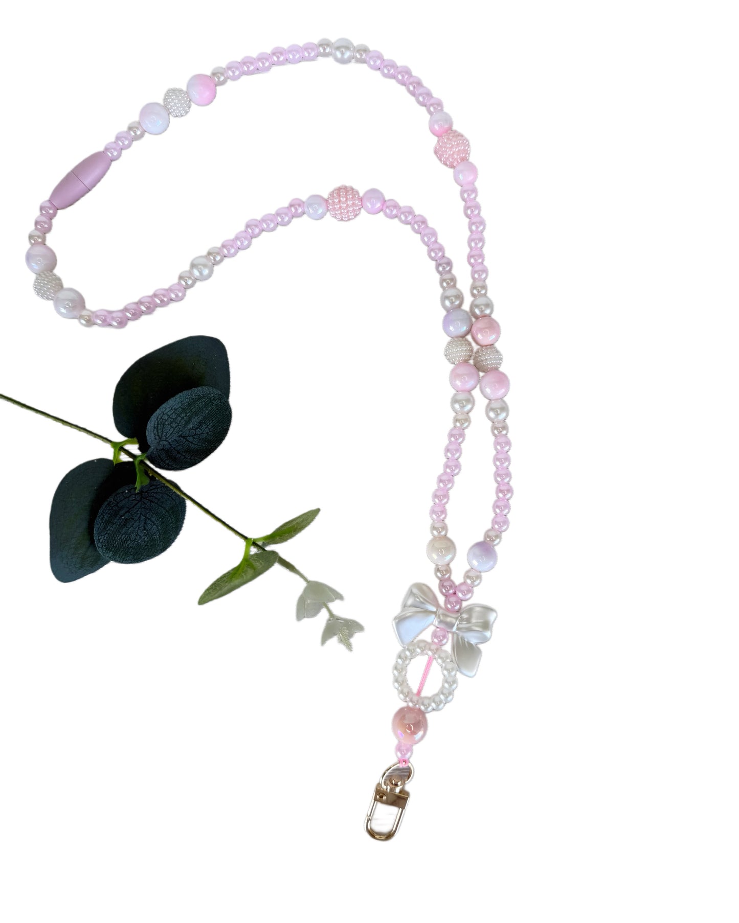 🎀 “Pink Pearl Bow” – Perla kortsnor