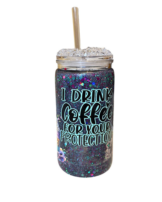 I drink coffee - Snowglobe tumbler
