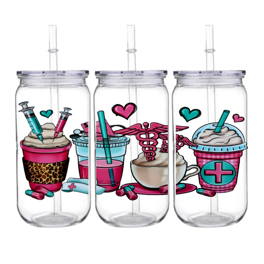 Pink Coffee Nurse - Snowglobe tumbler