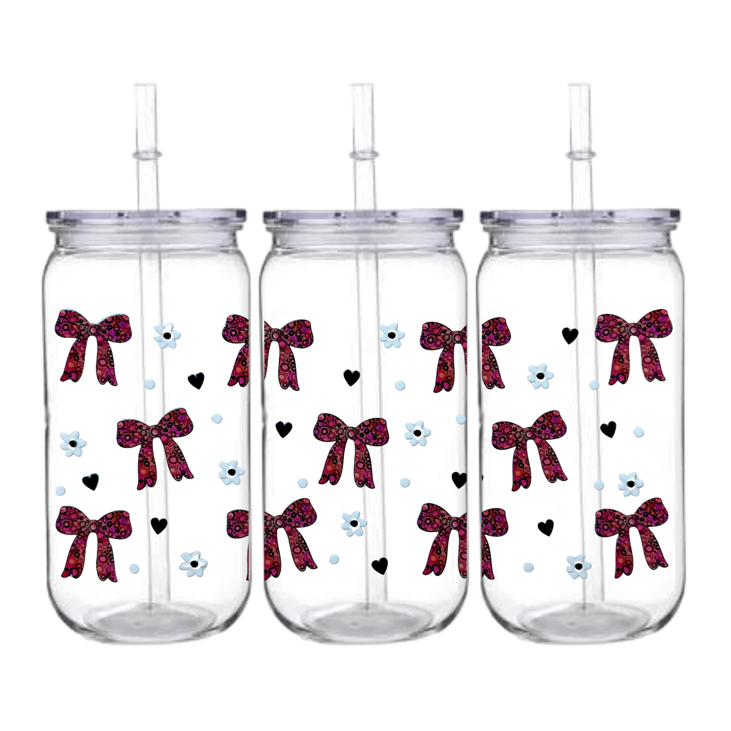 🌸 Pink Bow – Snowglobe Tumbler