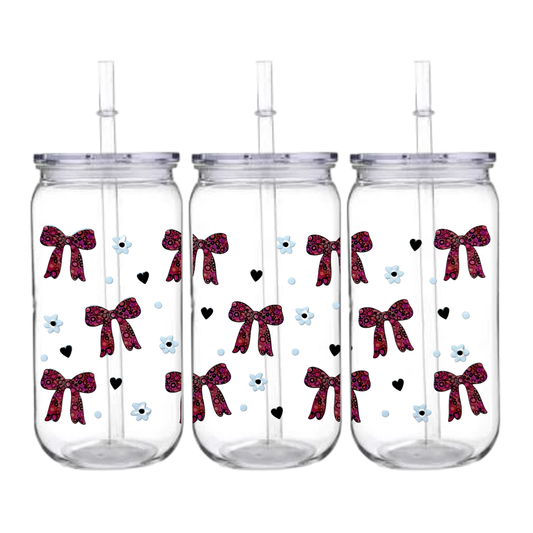 🌸 Pink Bow – Snowglobe Tumbler