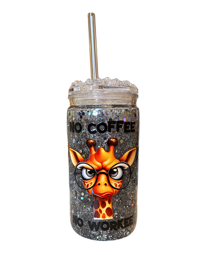 No Coffe, No workee - snowglobe tumbler