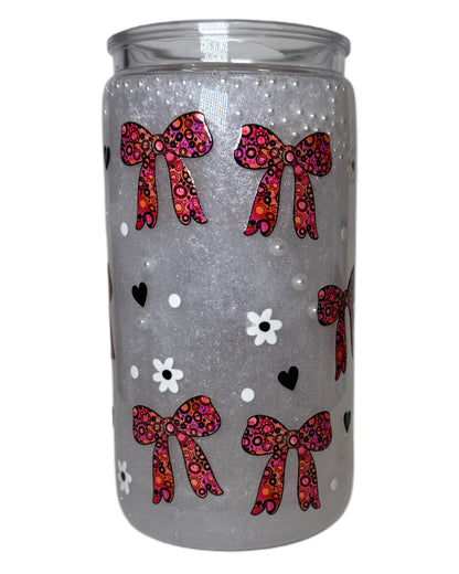 🌸 Pink Bow – Snowglobe Tumbler