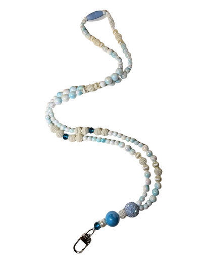 ❄️Kortsnor “Frozen Coffee” – Lysblå & hvit