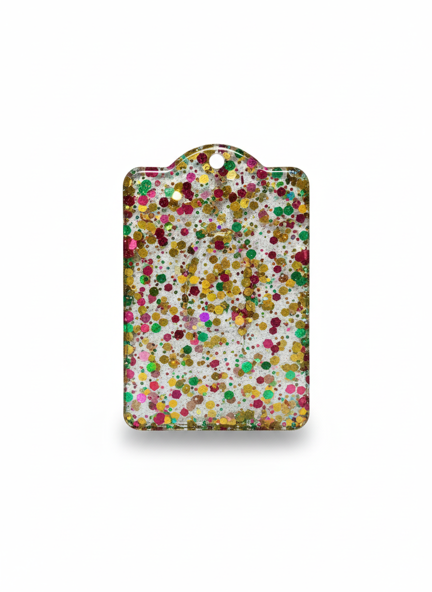 Glitter epoxy resin ID badge holder