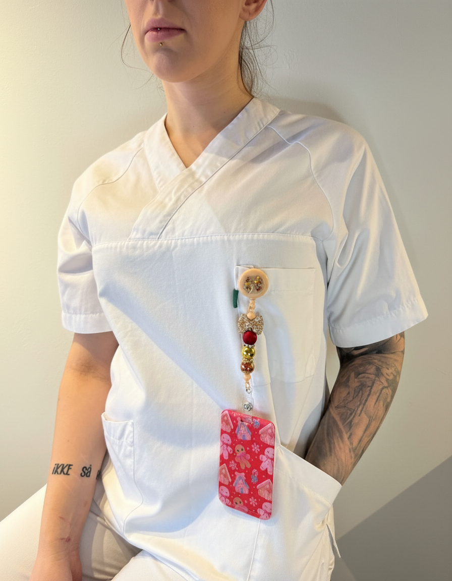 ID-holder med rosa glitter og perler - forbedret