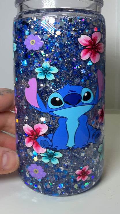 💙 Blue Stitch – Snowglobe Tumbler