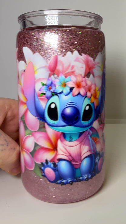 🩵 Soft Stitch – Snowglobe Tumbler